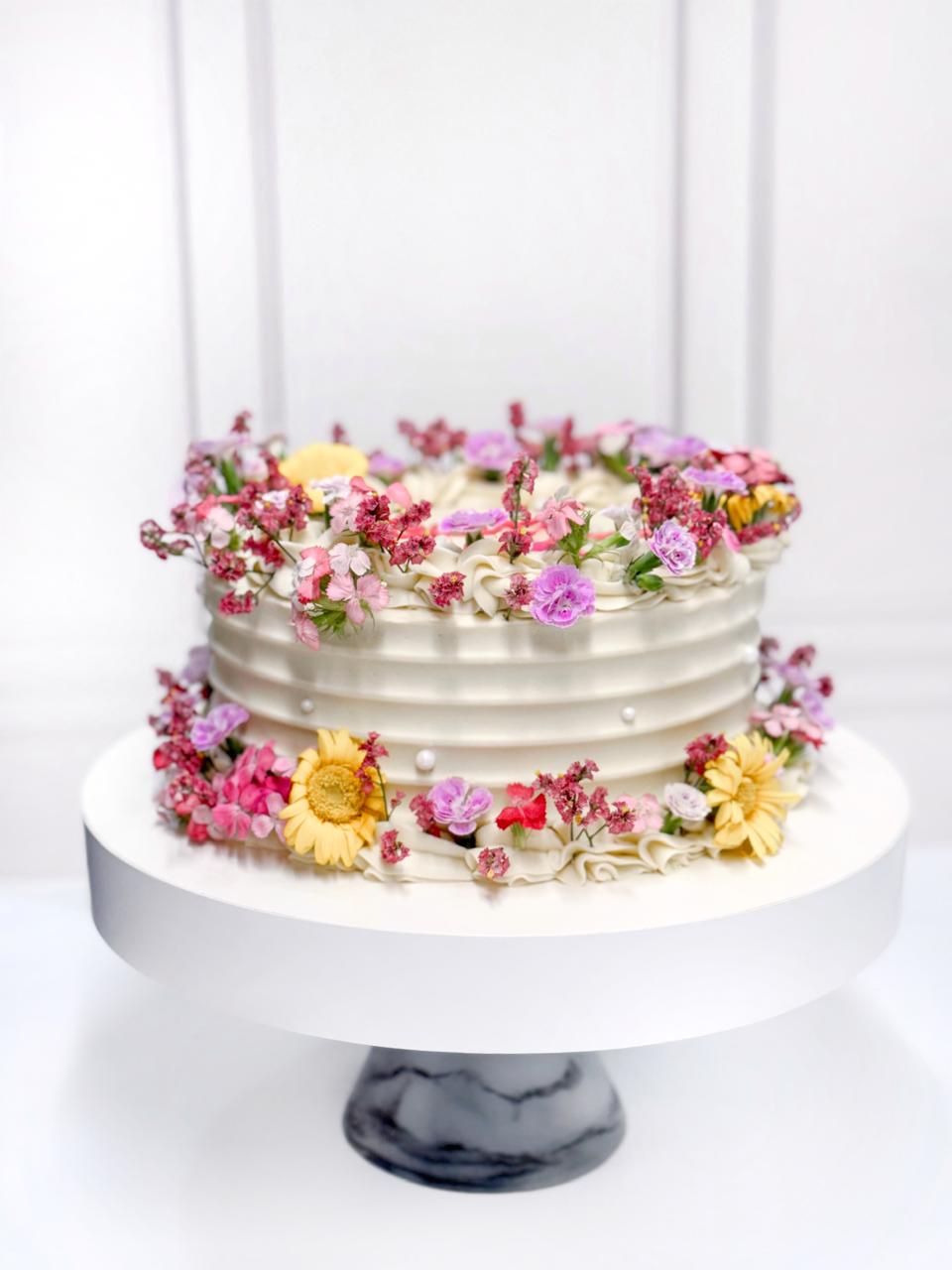 Pastel artesanal floral para boda Ciudad de México