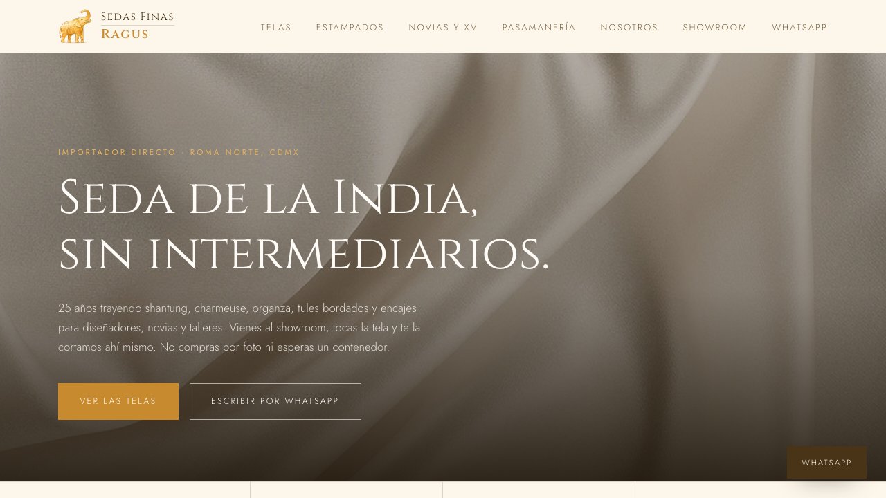 Sitio web de Sedas Finas Ragus